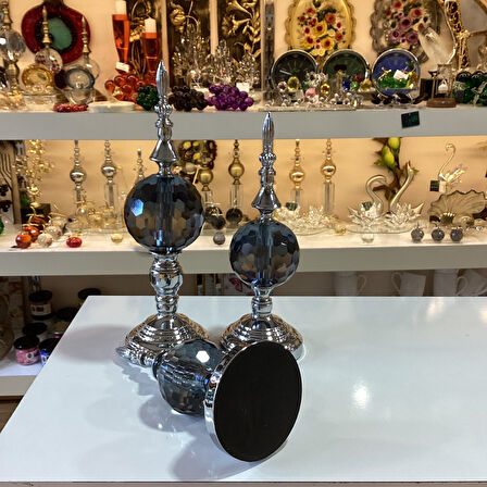 3’Lü Kesme Cam Dekoratif Alem Küre Füme Renk