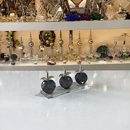 Dekoratif Füme Renk Kristal Cam Elma