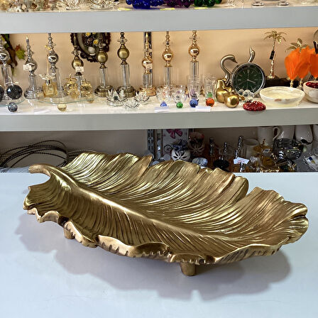 Dekoratif Yaprak Gold Tabak