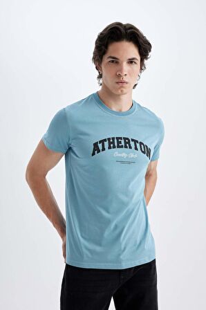DeFacto Slim Fit Bisiklet Yaka Baskılı Kısa Kollu Tişört C5674AX24HSBE532