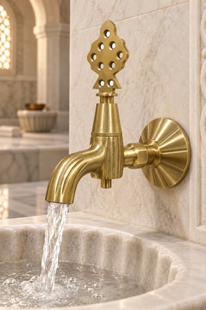 Altın Pirinç 180° Çevirmeli Hamam Kurnası Musluğu Dekoratif Hamam Banyo Sauna Osmanlı Çeşmesi