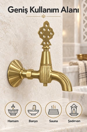 Altın Pirinç 180° Çevirmeli Hamam Kurnası Musluğu Dekoratif Hamam Banyo Sauna Osmanlı Çeşmesi
