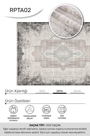 ANATOLIA HALI LENA -Gri / Beyaz -Oturma Odası, Salon-Kolay Temizlenebilir