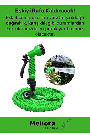 Dayanıklı Kırılmaz 3 Modlu Uzayan Bahçe Sulama Araç Yıkama Hortumu 5 /15 Metre