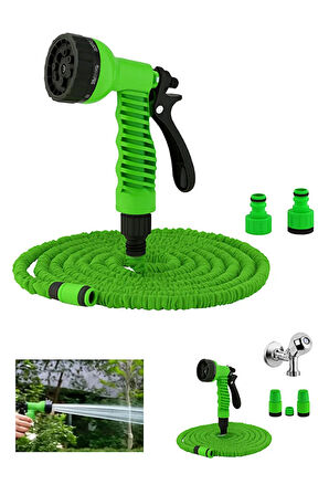 Uzayan Balkon Bahçe Araba Yıkama Püskürtme Hortumu 7.5 M Rakorlu Musluklara Uygun