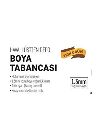 Üstten Depolu Havalı Boya Tabancası 1,3 Mm Cmb064
