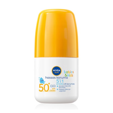 NIVEA SUN SPF 50+ Bebek ve Çocuk İçin Hassas Koruma Güneş Koruyucu Roll-On 50 Ml - 3 Adet