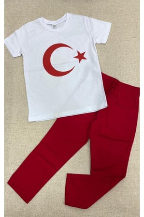 Erkek Çocuk 23 Nisan 19mayıs 29ekim Gösteri Kostüm Ayyıldız T-shırt & Pantolon Takım