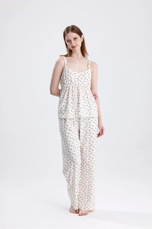 Laperissa Kadın Pijama Alt Üst Takım Krem 2XL