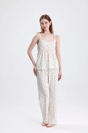Laperissa Kadın Pijama Alt Üst Takım Krem 2XL