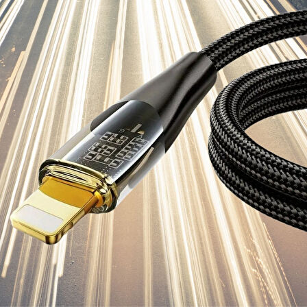 ct stones Led Işık Uçlu Sağlam İp Kablolu USB to Lightning Hızlı Şarj Kablosu