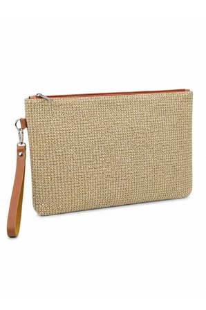 Hasır Portföy El Çantası Bilek Askılı Saten Astarlı Hasır Görünümlü Clutch Çanta