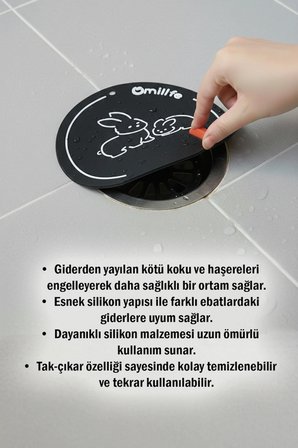 Siyah Renk Banyo Ve Mutfak Lavabo Koku Önleyici Gider Koruyucu Silikon Sızdırmaz Ped