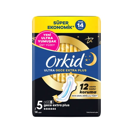 Orkid Ultra Ekstr Hijyenik Ped Dörtlü Gece Extra 14 8'li Avantaj Paketi - 8 Adet