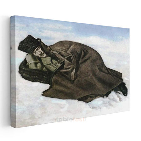 Atatürk ve Cephe Dinlenmesi - Kurtuluş Savaşında Kanvas Tablo