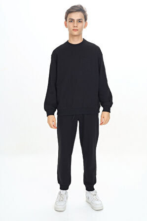 Erkek Çocuk İki İp Bisiklet Yaka Nakışlı Eşofman Takımı