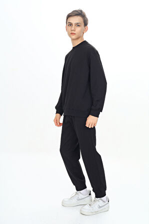 Erkek Çocuk İki İp Bisiklet Yaka Nakışlı Eşofman Takımı