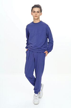 Erkek Çocuk İki İp Bisiklet Yaka Nakışlı Eşofman Takımı