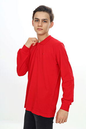 Erkek Çocuk Lacost(Yüksek Kaliteli Pike Dokuma) Noktalı Polo Yaka Sweatshirt | 6-10 Yaş