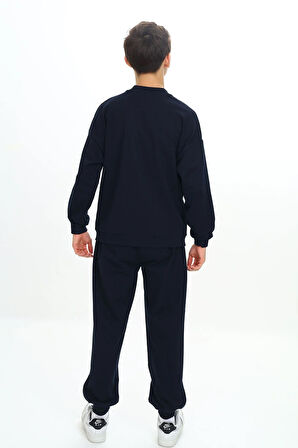 Erkek Çocuk İki İp Fermuarlı V Yaka Uzun Kol Eşofman Takımı