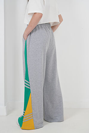 Kız Çocuk İki İplik Kumaş İspanyol Paça Çizgili Jogger Pantolon