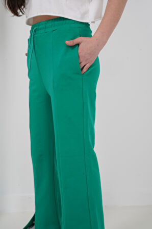 Kız Çocuk İki İplik Kumaş Çımalı Yırtmaç Paçalı Jogger Pantolon