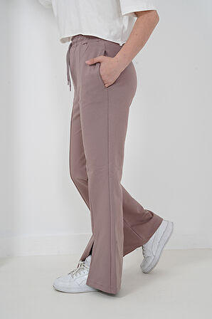 Kız Çocuk İki İplik Kumaş Çımalı Yırtmaç Paçalı Jogger Pantolon