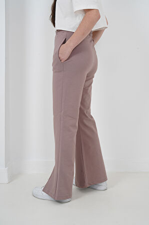 Kız Çocuk İki İplik Kumaş Çımalı Yırtmaç Paçalı Jogger Pantolon