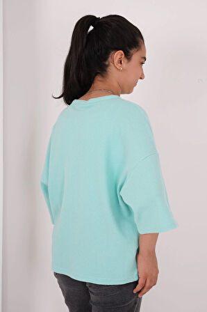 Kız Çocuk Pıtırcık Kumaş Bisiklet Yaka Tshirt