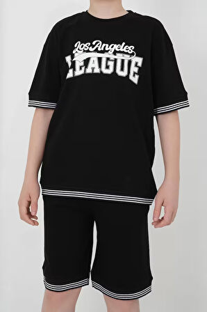 Erkek Çocuk İki İplik Kumaş Bisiklet Yakalı Şort Takımı