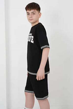 Erkek Çocuk İki İplik Kumaş Bisiklet Yakalı Şort Takımı