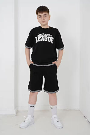 Erkek Çocuk İki İplik Kumaş Bisiklet Yakalı Şort Takımı