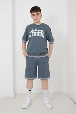 Erkek Çocuk İki İplik Kumaş Bisiklet Yakalı Şort Takımı