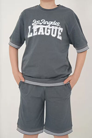 Erkek Çocuk İki İplik Kumaş Bisiklet Yakalı Şort Takımı