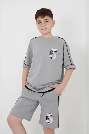 Erkek Çocuk İki İplik Kumaş Baskılı Şort Takım