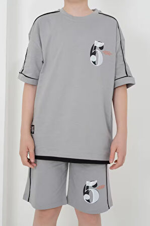 Erkek Çocuk İki İplik Kumaş Baskılı Şort Takım