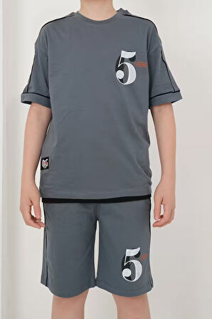 Erkek Çocuk İki İplik Kumaş Baskılı Şort Takım