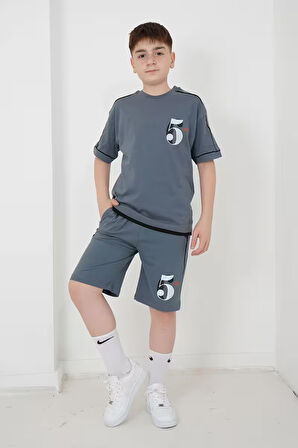 Erkek Çocuk İki İplik Kumaş Baskılı Şort Takım