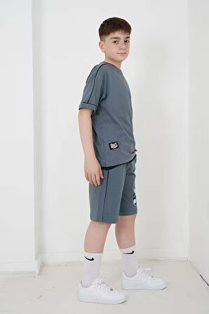 Erkek Çocuk İki İplik Kumaş Baskılı Şort Takım