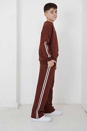 Erkek Çocuk İki İplik Kumaş Bisiklet Yaka Baskılı Eşofman Takımı