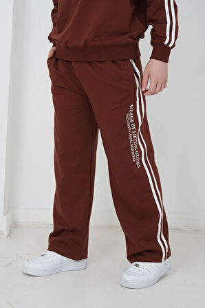 Erkek Çocuk İki İplik Kumaş Bisiklet Yaka Baskılı Eşofman Takımı