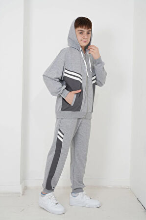 Erkek Çocuk İki İplik Kumaş Kapüşonlu Eşofman Takımı