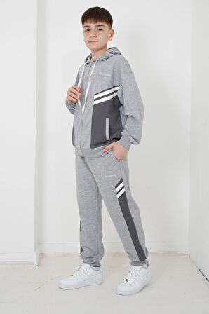 Erkek Çocuk İki İplik Kumaş Kapüşonlu Eşofman Takımı