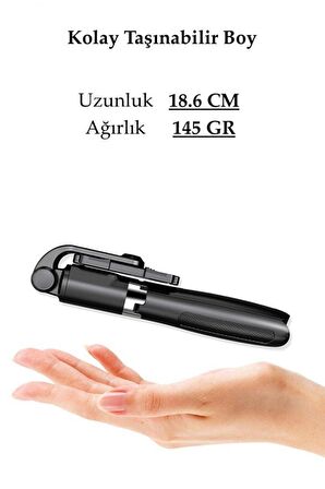 Selfie Stick L01 Bluetooth Selfie Çubuğu Tripod monopod Uzaktan Kumandalı