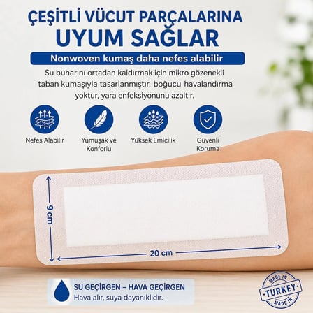 Octacare Esnek Steril Nonwoven Yara Örtüsü 9cm×20cm (5 Adet)