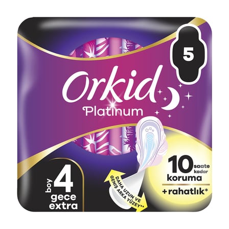 Orkid Platinum Tekli Paket Gece Ekstra 5'li - 8 Adet