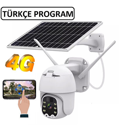 Sim Kartlı 4g Ptz 360 Hareketli Solar Güneş Enerjili 1080p Kamera Türkçe Program Son Sürüm