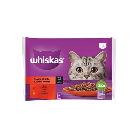 Whiskas Yaş Mama Poşet 340 G Klasik - Kediniz İçin Lezzetli ve Dengeli Beslenme
