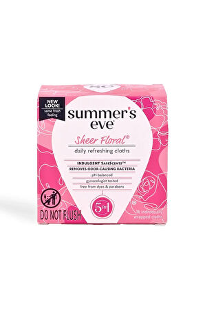 Summer's Eve Sheer Floral Özel Bölge Kadın Temizleme Mendili 16 Adet