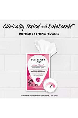 Summer's Eve Sheer Floral Özel Bölge Kadın Temizleme Mendili 16 Adet